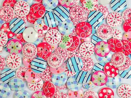 Wooden buttons printed - buttons,