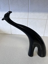 Art Stylised Black Glossy Ceramic Giraffe 10” Tall