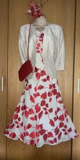 ELEGANT JACQUES VERT DRESS 4P OUTFIT UK 20 may fit 22 also JACKET BAG FASCINATOR