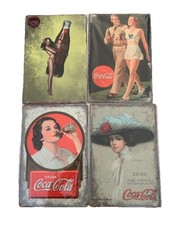 Coca Cola Coke Signs x4 Metal Tin Wall Pub Bar Man Cave Retro Vintage Style