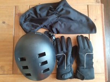 UNISEX MONGOOSE CYCLING SKATEBOARDING HELMET/CRANE GLOVES MED/BLACK HOODED SNOOD