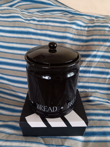 Black ceramic bread bin jarb - bread,