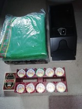 VEGAS QUALITY POKER CHIPS AND RACK +CARD DEALER + FELT TOP +NEW PRO CARDS SET