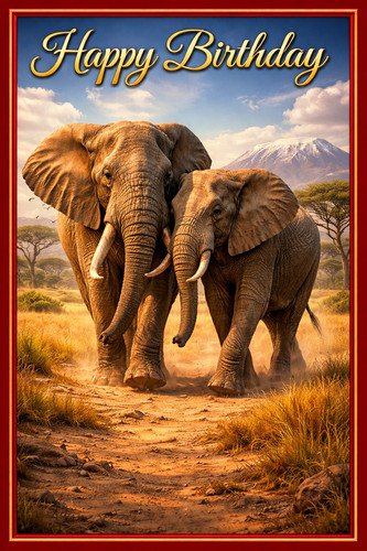African elephants birthday - african,