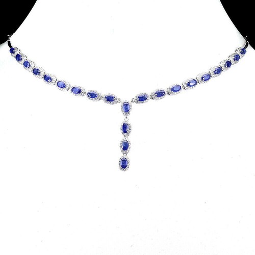Silver necklace sapphire - silver,