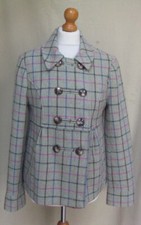 Topshop vintage style wool mohair blend green tweed checked jacket blazer sz 12