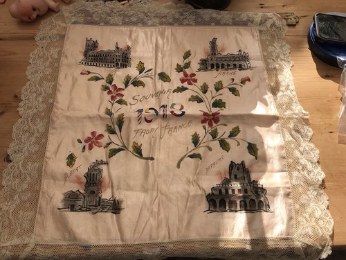 Antique ww1 silk cushion cover - silk,