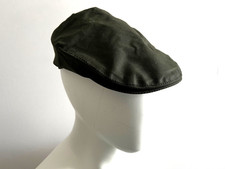 Vintage Wax Cotton Flat Cap Men's Waxed Hat M Green Made in England 100% Cotton