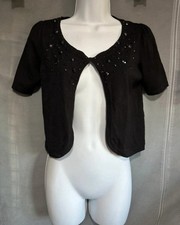 Elegant Black Beaded Shrug /