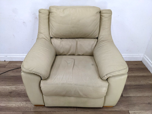 Armchair cream leather - cream,