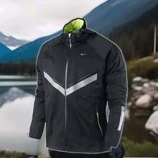 Nike Vapor 5 World Record Running Jacket Men XL Black Volt 465389 Vented Reflect