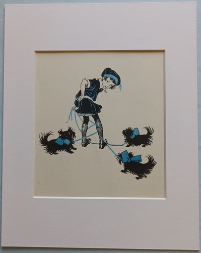 Girl walking her - girl, dogs