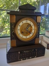 WORKING  19TH CENTURY JAPY FRÉRES MARBLE SLATE MANTLE CLOCK STRIKING ON A BELL  