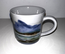 HIighland Stoneware  Hand Painted Scottish  Scene Signed Small Mug 7.5cm H