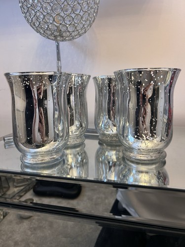 Silver mirrored candle holder - mirrored,