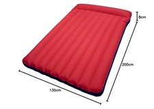 Happy People Double Air Bed – Red Flocked Inflatable Mattress (200cm x 130cm)