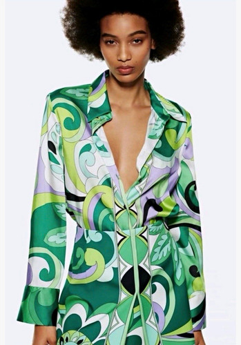Zara green geometric print
