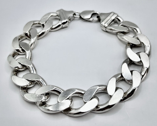 Mens silver curb bracelet - mens,