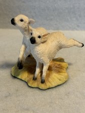 Collectable Aynsley MasterCraft Hand Painted Pair of Lambs Figurine 