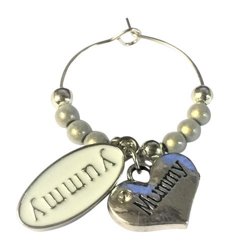 Yummy mummy wine glass charm - yummy,