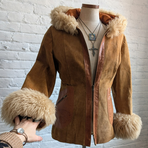 70s vintage orange suede - orange,