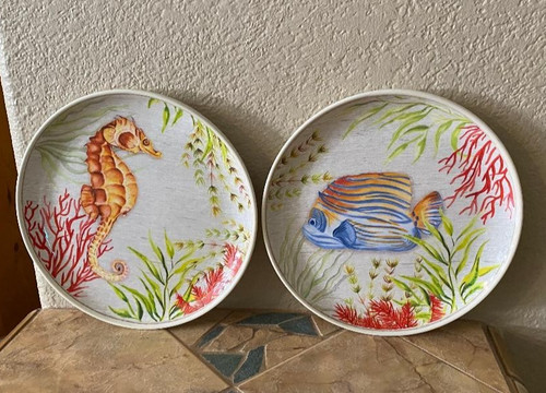 Fish seahorse melamine plates - seahorse,