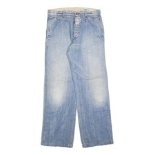 GAS Mens Jeans Blue Regular Straight Denim Light W32 L32 Casual Button Fly