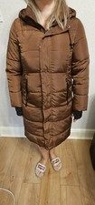 STEVE MADDEN Brown Ladies Padded Hooded Waterproof Long Coat Jacket Size Medium
