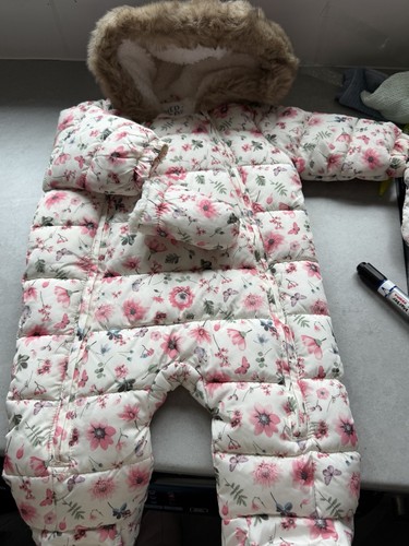 Floral baby girl snowsuit - floral,