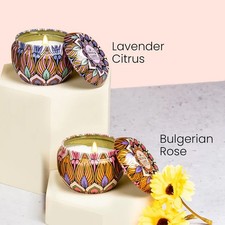 Scented Tin Candle Gift Set – Lavender Citrus & Bulgarian Rose (2 x 60g)