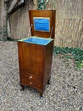 Antique Edwardian oak lift top Queen Anne sewing box bedside table cabinet
