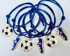 6 FOOTBALL FRIENDSHIP BRACELETS PARTY BAG FILLERS SOCCER Tombola Prizes BLUE