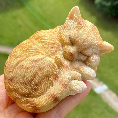 Mini resin orange tabby cat - mini,
