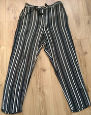 TOPSHOP BLACK/WHITE WOMENS STRIPED RELELAXED TROUSERS 16 W32 L28