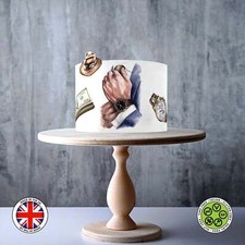 MAN Father Gentleman Drawing Suit Tie Hat Money ICING WAFER edible cake topper