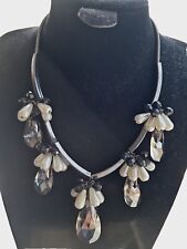 Coast statement necklace, gun metal grey, faux pearl and black clusters.
