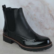 WOMENS LADIES SLIP ON FLAT LOW BLOCK HEEL CHELSEA BROGUE ANKLE BOOTS SHOES SIZE