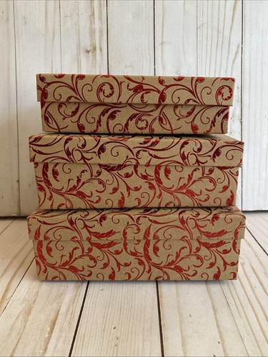 Red foil swirls kraft - foil, gift