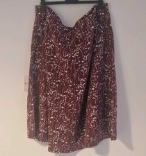 Damart Skirt Size 26 28 Maroon White Unworn Patterned Elasticated Waist Flower