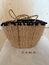 ZARA Pom Pom Straw Bag