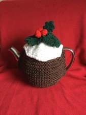 Hand Knitted Xmas Pudding Tea Cosy for Large Pot
