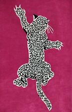 Climbing Leopard Pink Hand-Tufted 100% Wool Soft Area Rug Carpet