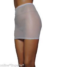 Mini Skirt Sexy White Net Mesh See Through Stretch Club Lingerie Dance Party S27