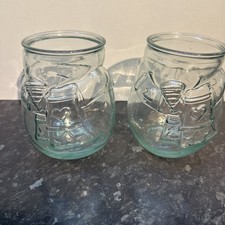 San Miguel Snowman 100% Recycled Drinking Glass Goblet Wine Stemless Clear Set 2