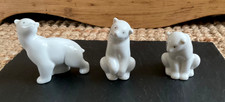 3x Vintage Nao Lladro Small White Porcelain Polar Bear Cubs Handmade in Spain