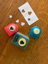 3x mini paper craft punch - star  , Xmas tree , heart  - crafts