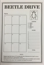 BEETLE DRIVE GAME SCORE CARDS  25, 50 OR 100  GREAT FUN TRADITIONAL FAMILY GAME