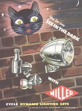 MILLER CYCLE DYNAMO LIGHTING SETS : Original  Vintage 1958  Advert ~ POST FREE