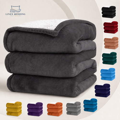 Fluffy sherpa fleece blanket - sherpa,