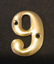 Vintage Brass Door Numbers '9'